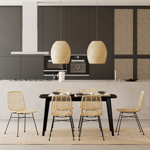 Lot de 2 chaises en rotin naturel et pieds en métal - tamara