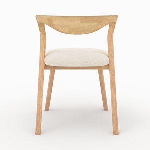 Chaise en bois d'hévéa clair et tissu bouclé crème - vega