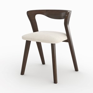 Chaise en bois d'hévéa foncé et tissu bouclé crème - vega