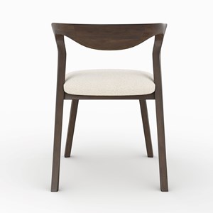 Chaise en bois d'hévéa foncé et tissu bouclé crème - vega