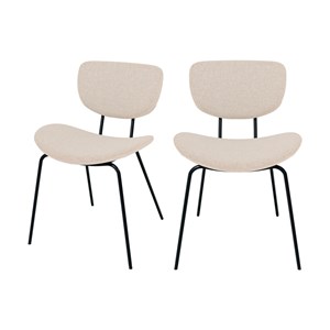 Lot de 2 chaises en tissu beige et pieds en métal noir - verner