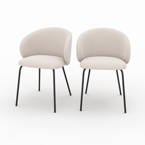 Lot de 2 chaises en tissu beige et pieds en métal noir - victoria