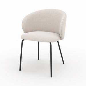 Lot de 2 chaises en tissu beige et pieds en métal noir - victoria