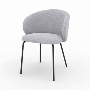 Lot de 2 chaises en tissu gris clair et pieds en métal noir - victoria