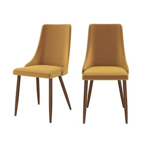 Lot de 2 chaises en velours jaune moutarde - vinni