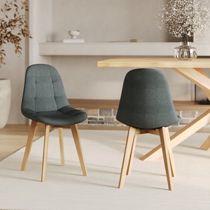 Lot de 2 chaises gris foncé et pieds en bois de hêtre - yolo