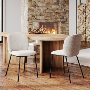 Lot de 2 chaises en tissu beige chiné - adèle