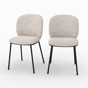 Lot de 2 chaises en tissu beige chiné - adèle