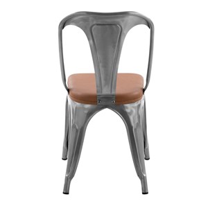 Lot de 2 chaises en métal chrome et cuir synthétique marron - charly