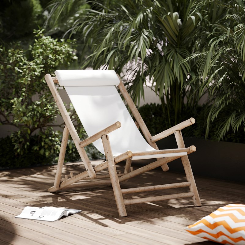 Chilienne en bambou et toile blanche - vadella