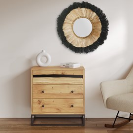 Commode en bois d'acacia et métal, 3 tiroirs - alabama