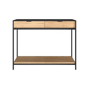 Console 2 tiroirs en bois d'acacia et pieds en métal noir - jakson