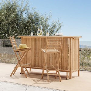 Ensemble bar et chaise de bar de jardin en bambou (lot de 2) - vadella