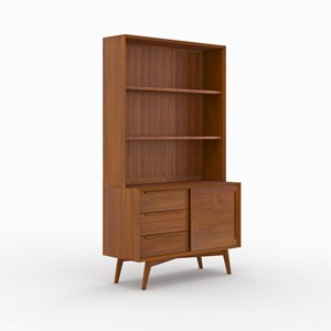 Etagère 3 niveaux, 3 tiroirs et 1 porte en teck - waya