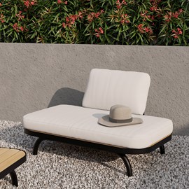 Fauteuil de jardin 2 places blanc cassé et pieds en métal noir - samba