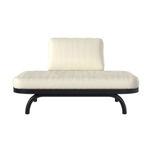 Fauteuil de jardin 2 places blanc cassé et pieds en métal noir - samba