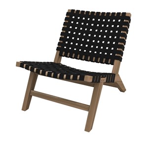 Fauteuil de jardin en teck et sangles en tissu noir - tao