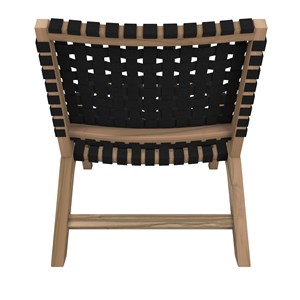 Fauteuil de jardin en teck et sangles en tissu noir - tao