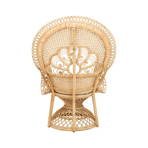 Fauteuil en rotin naturel et coussin blanc - eloa