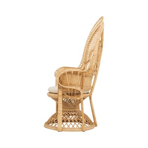Fauteuil en rotin naturel et coussin blanc - eloa