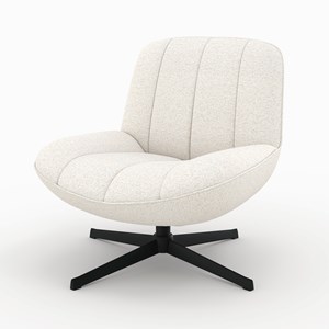 Fauteuil pivotant en tissu bouclé blanc cassé - elvis