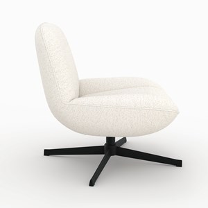 Fauteuil pivotant en tissu bouclé blanc cassé - elvis