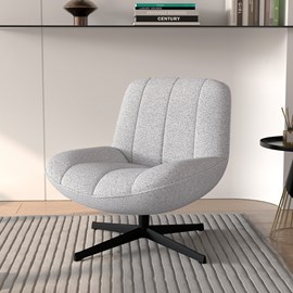 Fauteuil pivotant en tissu bouclé gris chiné - elvis