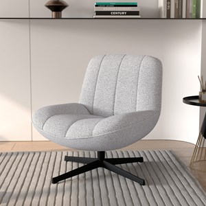 Fauteuil pivotant en tissu bouclé gris chiné - elvis