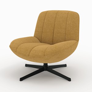 Fauteuil pivotant en tissu effet velours jaune moutarde - elvis