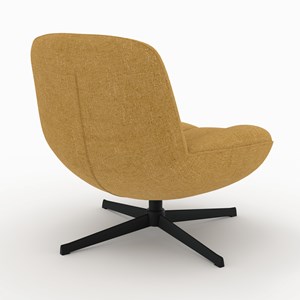 Fauteuil pivotant en tissu effet velours jaune moutarde - elvis