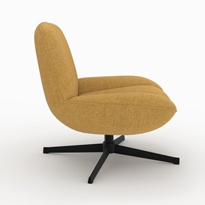 Fauteuil pivotant en tissu effet velours jaune moutarde - elvis