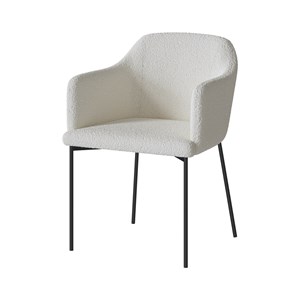 Fauteuil blanc en tissu effet laine bouclette - glam