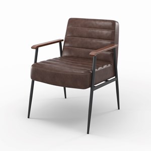 Fauteuil en cuir de buffle marron et métal noir - hugues