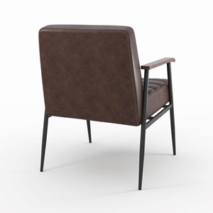 Fauteuil en cuir de buffle marron et métal noir - hugues