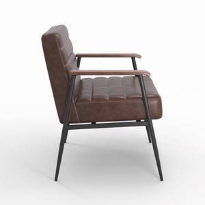 Fauteuil en cuir de buffle marron et métal noir - hugues