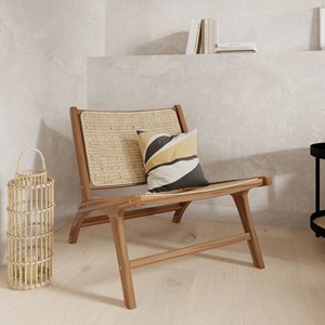 Fauteuil en teck et tressage cannage en rotin - kilka