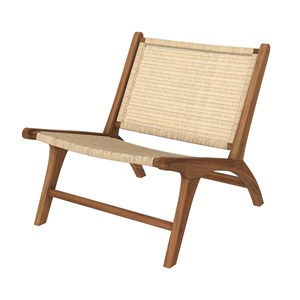 Fauteuil en bois de teck et tressage vannerie en rotin - kilka