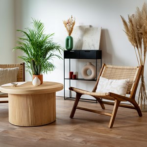 Fauteuil en bois de teck et tressage vannerie en rotin - kilka