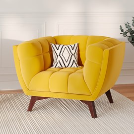 Fauteuil en velours jaune pieds - mona