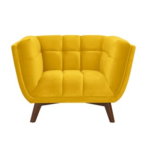 Fauteuil en velours jaune pieds - mona