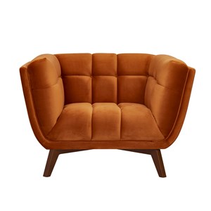 Fauteuil en velours orange curcuma - mona