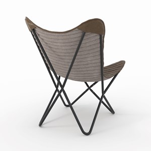 Fauteuil papillon en cuir de chèvre marron - octave