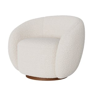 Fauteuil pivotant en tissu bouclé blanc - naya