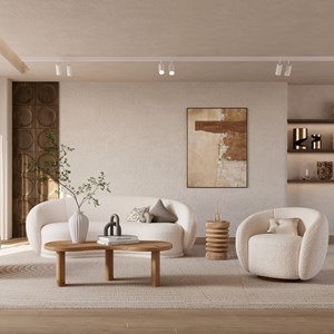 Fauteuil pivotant en tissu bouclé blanc - naya