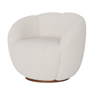 Fauteuil pivotant en tissu bouclé blanc - ysé
