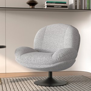 Fauteuil pivotant en tissu bouclé gris chiné - ricci