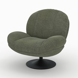 Fauteuil pivotant en tissu effet velours vert kaki - ricci