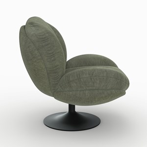 Fauteuil pivotant en tissu effet velours vert kaki - ricci