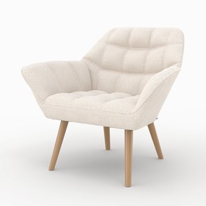 Fauteuil en tissu bouclé blanc - simba