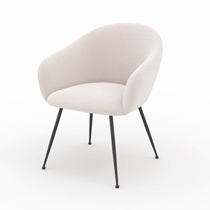 Fauteuil en tissu blanc chiné et pieds en métal noir - socky